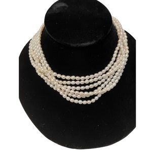 6 strand rice pearl choker (4.5-5 mm) with gold plated back clasp